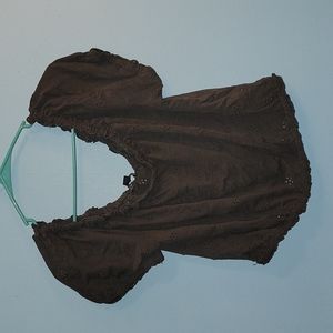 American Eagle dark gray lace off the shoulder crop top